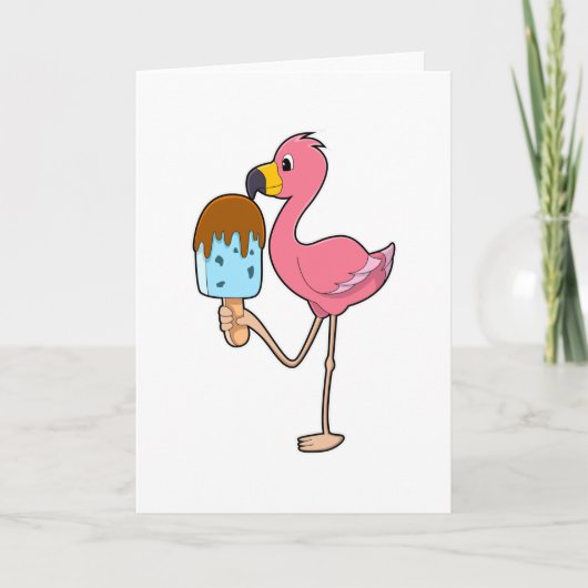 Flamingo mit Popsicle Karte (Vorderseite)