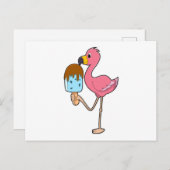 Flamingo mit Popsicle Postkarte (Vorne/Hinten)