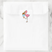 Flamingo mit Popsicle Quadratischer Aufkleber (Tasche)