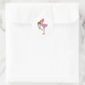 Flamingo mit Popsicle Runder Aufkleber (Tasche)