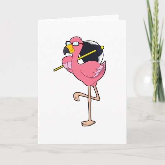 Flamingo mit Regenschirm Karte (Vorderseite)