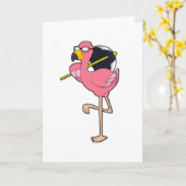 Flamingo mit Regenschirm Karte (Gelbe Blume)
