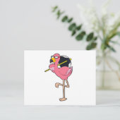 Flamingo mit Regenschirm Postkarte (Stehend Vorderseite)