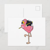 Flamingo mit Regenschirm Postkarte (Vorne/Hinten)