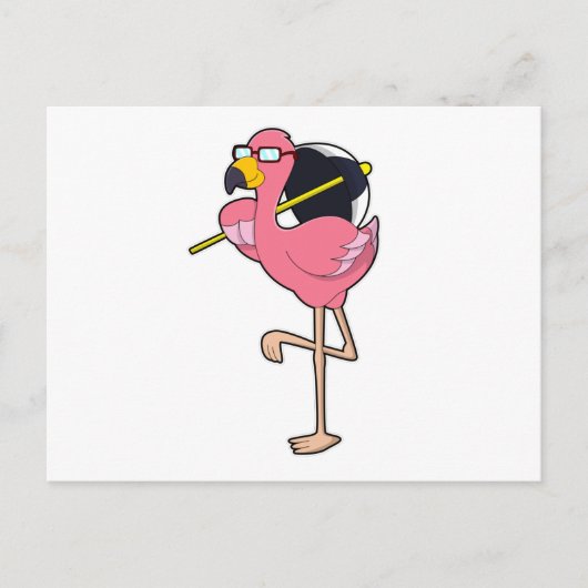 Flamingo mit Regenschirm Postkarte (Vorderseite)