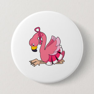 Flamingo mit Ribbon Button
