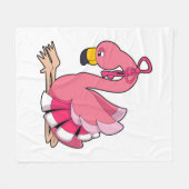 Flamingo mit Ribbon Fleecedecke (Vorderseite (Horizontal))