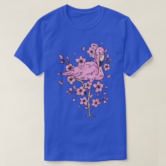 Flamingo mit rosa Flamingo und Kirschblüte und T-Shirt (Design vorne)