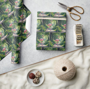 Flamingo mit rosa Turnschuhen und Kopfhörern Geschenkpapier