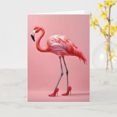 Flamingo mit roten Schuhen Karte (Gelbe Blume)