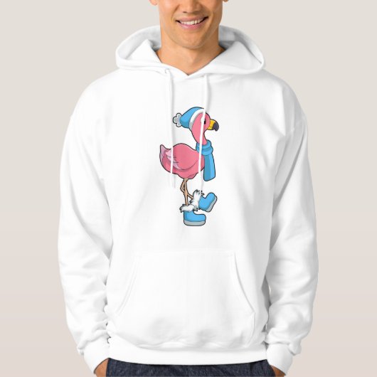 Flamingo mit Scarf & Hat Hoodie (Vorderseite)