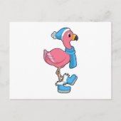 Flamingo mit Scarf & Hat Postkarte (Vorderseite)