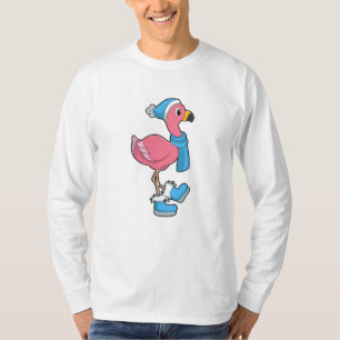 Flamingo mit Scarf & Hat T-Shirt