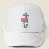 Flamingo mit Scarf & Hat Truckerkappe (Vorderseite)