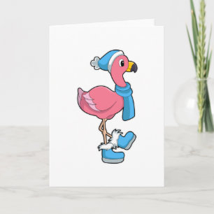 Flamingo mit Schal und Hut Karte