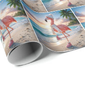 Flamingo mit Schal und rosa Stiefeln Geschenkpapier (Rolleneckpunkt)