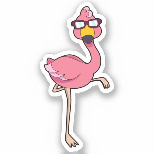 Flamingo mit Sonnenbrille Aufkleber (Vorderseite)
