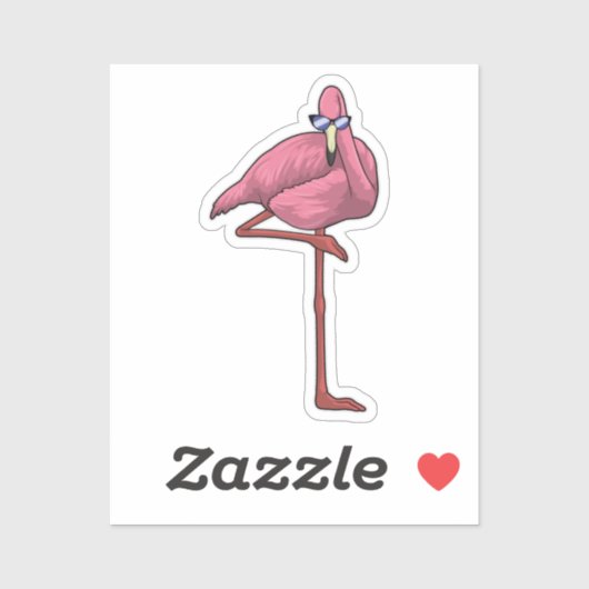 Flamingo mit Sonnenbrille Aufkleber (Blatt)