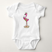 Flamingo mit Sonnenbrille & Cap Baby Strampler (Vorderseite)