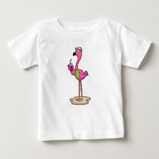 Flamingo mit Sonnenbrille & Cap Baby T-shirt (Vorderseite)