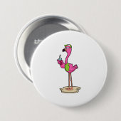 Flamingo mit Sonnenbrille & Cap Button (Vorne & Hinten)