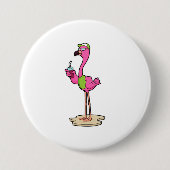 Flamingo mit Sonnenbrille & Cap Button (Vorderseite)