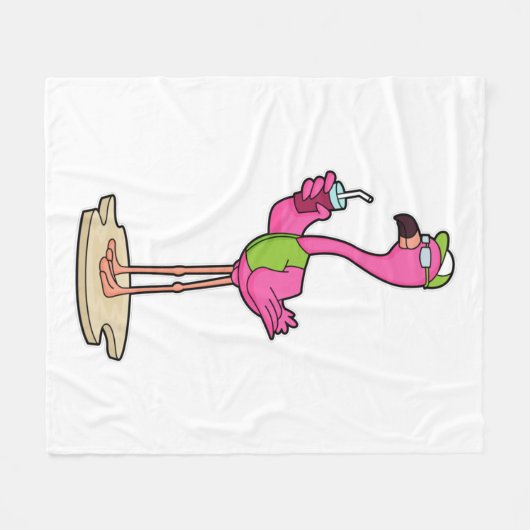 Flamingo mit Sonnenbrille & Cap Fleecedecke (Vorderseite (Horizontal))