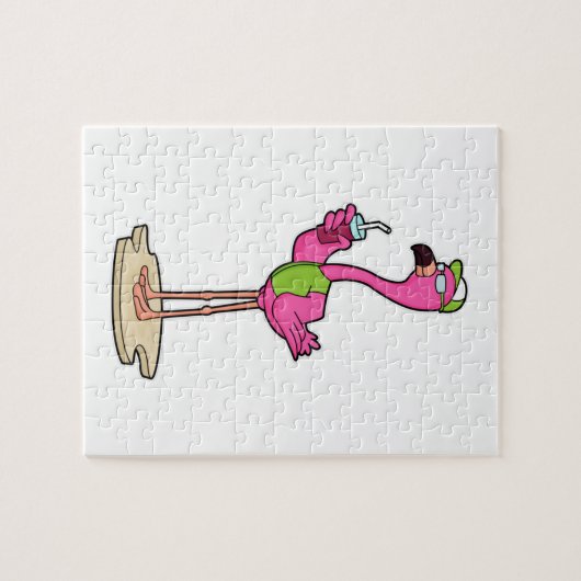 Flamingo mit Sonnenbrille & Cap Puzzle (Horizontal)