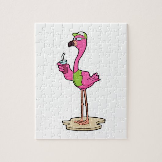 Flamingo mit Sonnenbrille & Cap Puzzle (Vertikal)