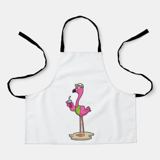 Flamingo mit Sonnenbrille & Cap Schürze (Vorderseite)