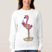 Flamingo mit Sonnenbrille & Cap Sweatshirt (Vorderseite)