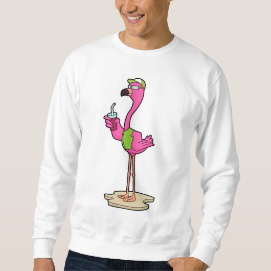 Flamingo mit Sonnenbrille & Cap Sweatshirt (Vorderseite)