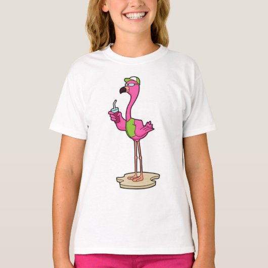 Flamingo mit Sonnenbrille & Cap T-Shirt (Vorderseite)