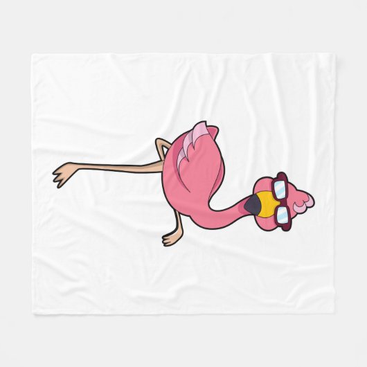 Flamingo mit Sonnenbrille Fleecedecke (Vorderseite (Horizontal))
