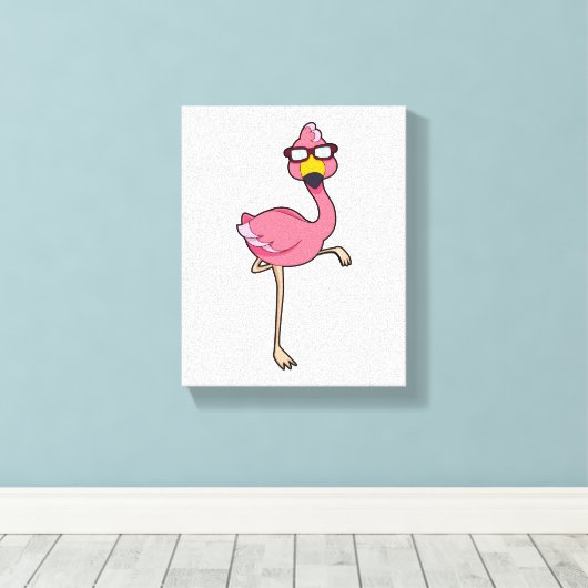 Flamingo mit Sonnenbrille Leinwanddruck (Insitu (Holzboden))