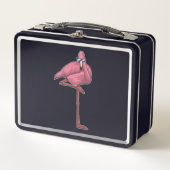 Flamingo mit Sonnenbrille Metall Brotdose (Vorderseite)
