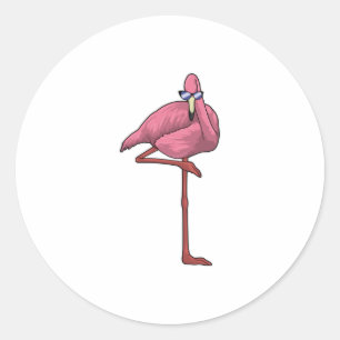Flamingo mit Sonnenbrille Runder Aufkleber