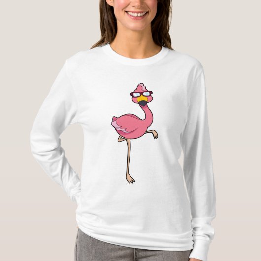 Flamingo mit Sonnenbrille T-Shirt (Vorderseite)