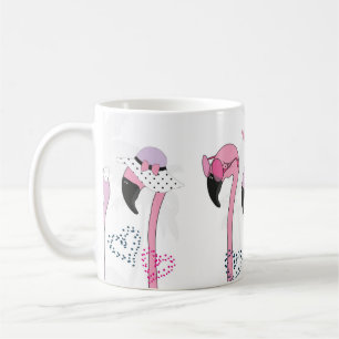 Flamingo mit Sonnenbrille und Hut im Sommer. schne Kaffeetasse