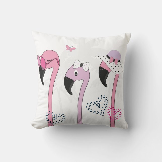 Flamingo mit Sonnenbrille und Hut im Sommer. schne Kissen (Vorderseite)