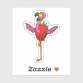 Flamingo mit Strawberry Aufkleber (Blatt)