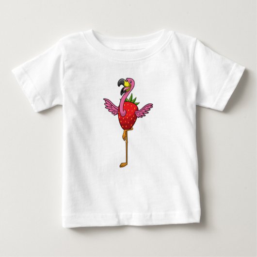 Flamingo mit Strawberry Baby T-shirt (Vorderseite)