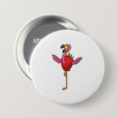 Flamingo mit Strawberry Button (Vorne & Hinten)