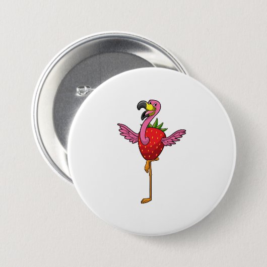 Flamingo mit Strawberry Button (Vorne & Hinten)
