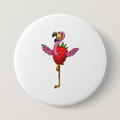 Flamingo mit Strawberry Button (Vorderseite)