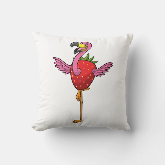 Flamingo mit Strawberry Kissen (Vorderseite)