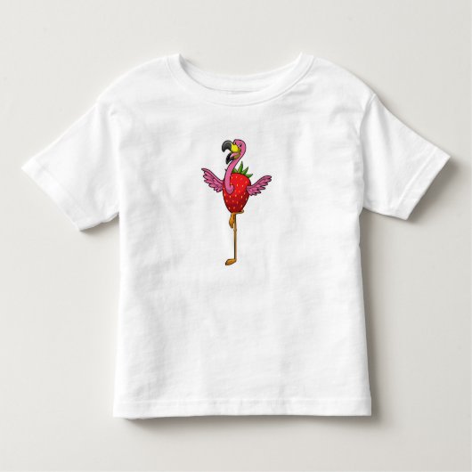 Flamingo mit Strawberry Kleinkind T-shirt (Vorderseite)