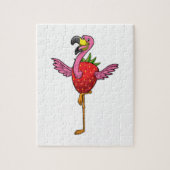 Flamingo mit Strawberry Puzzle (Vertikal)