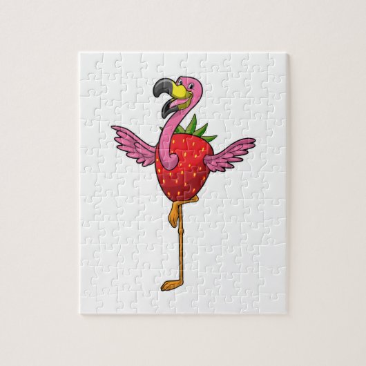 Flamingo mit Strawberry Puzzle (Vertikal)