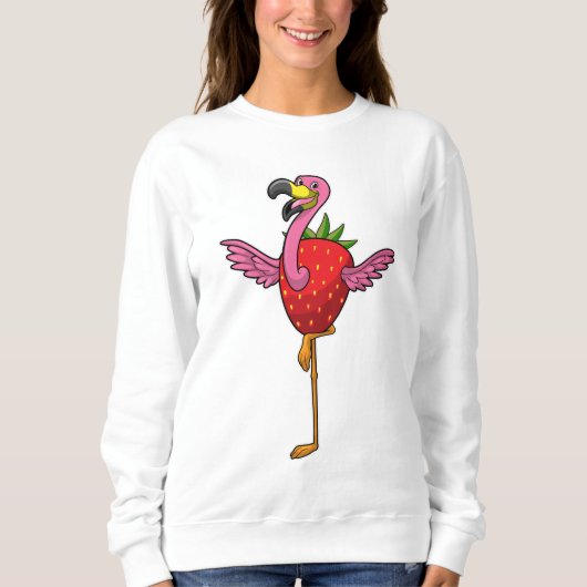 Flamingo mit Strawberry Sweatshirt (Vorderseite)